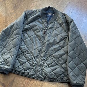 Ralph Lauren Double RL Dark Gray Quilted Bomber Jacket